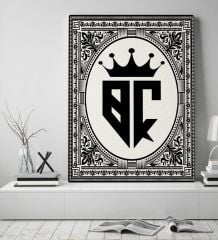 BK Gift Kişiye Özel Monogram Kanvas Tablo 50x70cm, Monogram Logo Harf, Monogram, Baş Harfli, Ev ve Ofis Hediyesi