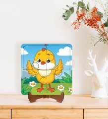 BK Toys Çocuklar İçin 2 si 1 arada Eğitici-Öğretici Ahşap 4 Parça Yapboz Puzzle Çerçeve Model 20