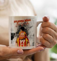 BK Gift Kişiye Özel İsimli Baba-Oğul Sarı Kırmızı Evladıma Miras Bu Sevda Beyaz Kupa Bardak-1, Doğum Günü Hediyesi, Taraftar Hediyesi