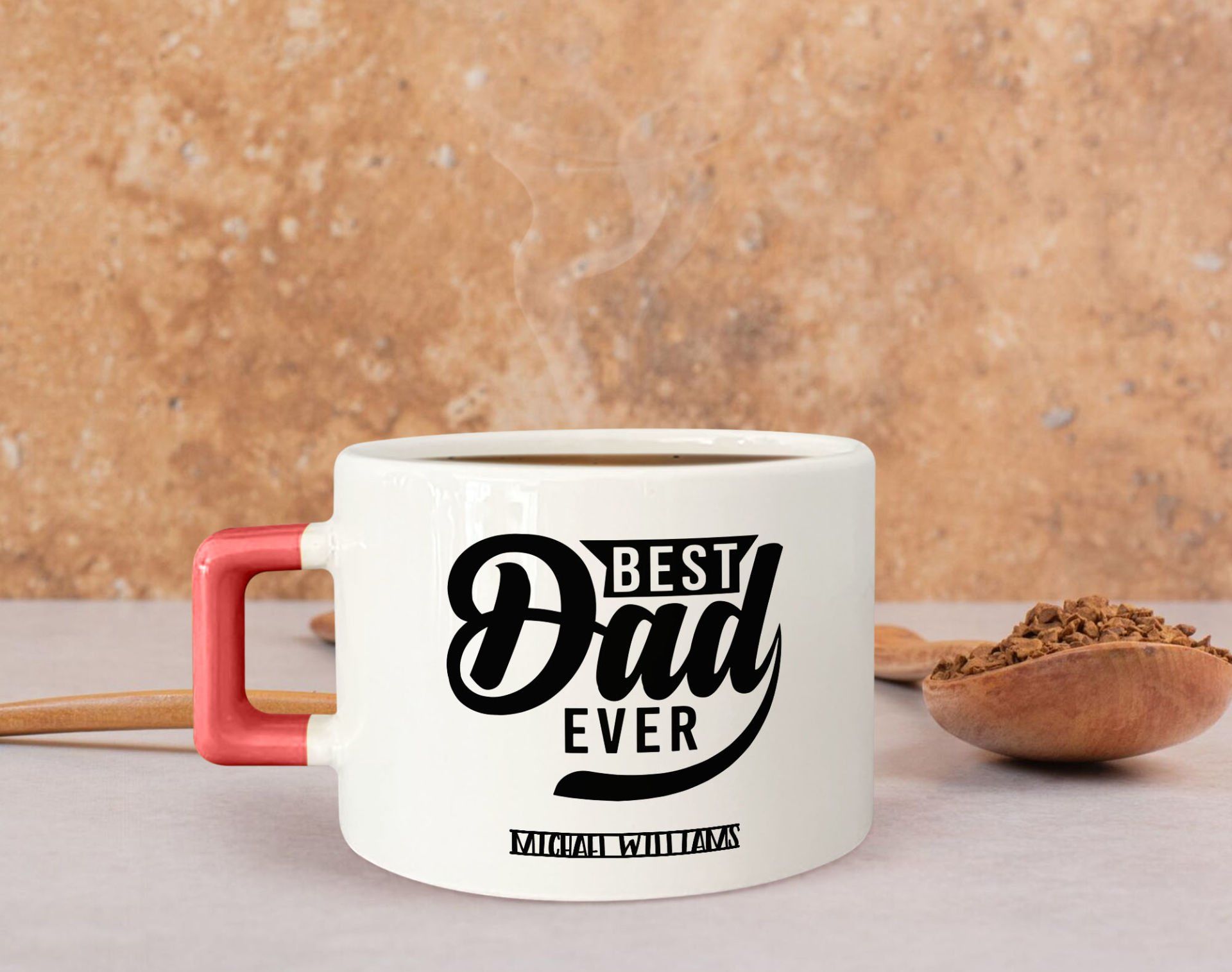 BK Gift Kişiye Özel İsimli Pembe Kulplu Çay & Kahve Fincanı-14, Arkadaşa Hediye, Sevgiliye Hediye