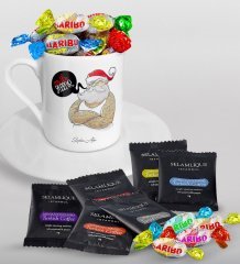 Kişiye Özel Noel Baba Türk Kahvesi Fincanı Selamlique Karışık Türk Kahvesi ve Haribo Şeker Hediye Seti-4