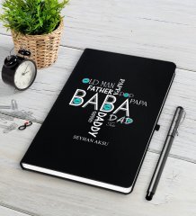 Kişiye Özel Baba Siyah Defter Kalem Seti