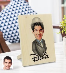 Kişiye Özel İsimli Erkek Mühendis Karikatürlü Dekoratif Ahşap Çerçeve Model 1