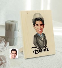 Kişiye Özel İsimli Erkek Mühendis Karikatürlü Dekoratif Ahşap Çerçeve Model 1