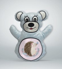 BK Gift Sevimli Sevimli Kirpi Tasarımlı Mavi Ayıcık Yastık-3