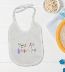 BK Kids You Are Beautiful Tasarımlı Bebek Body Zıbın ve Mama Önlüğü Hediye Seti - Model 1