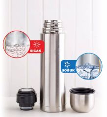 BK Gift Kişiye Özel Hediye Kutulu 5500 Krom Deri Çantalı Seyahat Termosu 500ml