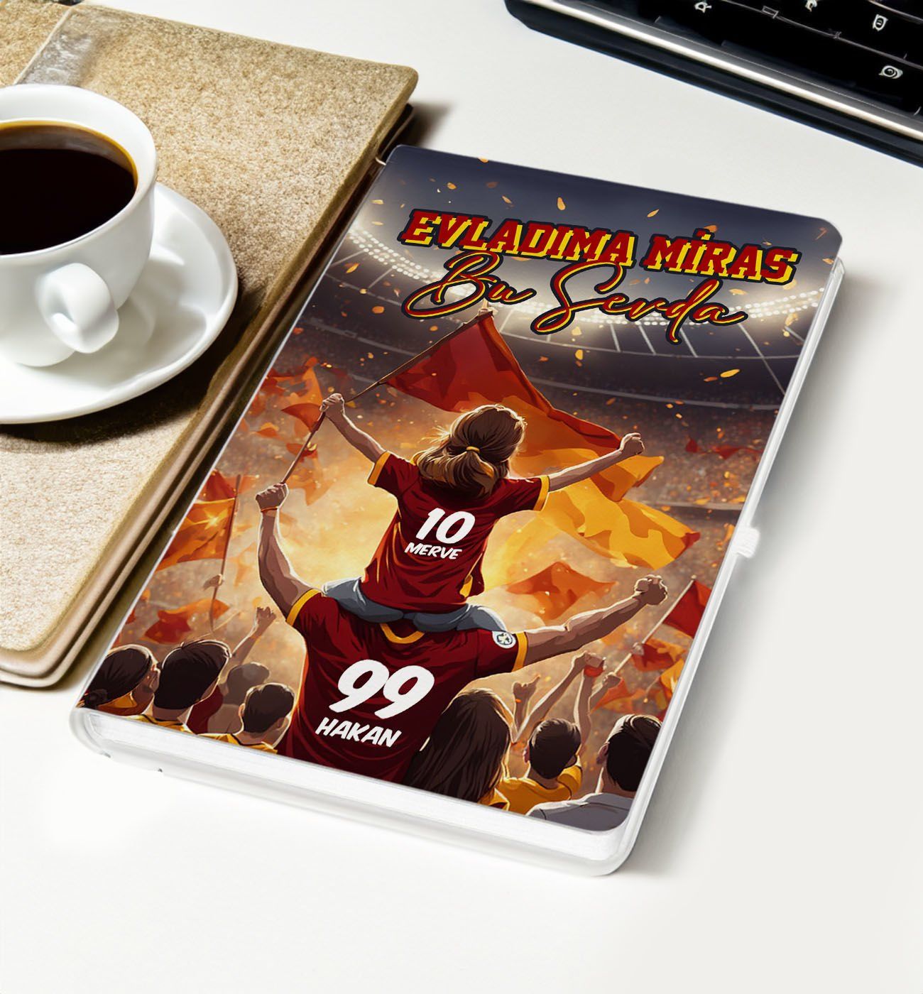 BK Gift Kişiye Özel İsimli Baba-Kız Sarı Kırmızı Evladıma Miras Bu Sevda Beyaz Defter-2, Doğum Günü Hediyesi, Taraftar Hediyesi