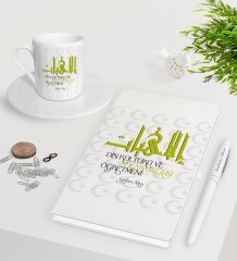Kişiye Özel Din Kültürü Ve Ahlak Bilgisi Öğretmeni Beyaz Defter Kalem Türk Kahvesi Fincanı Seti-2