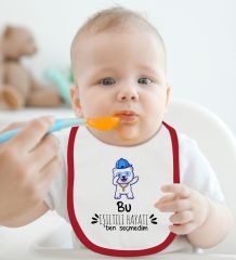 BK Kids Bu Işıltılı Hayatı Ben Seçmedim Tasarımlı Kırmızı Bebek Body Zıbın ve Mama Önlüğü Hediye Seti-1