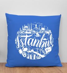 BK Gift İstanbul Tasarımlı Mavi Kırlent Yastık, Arkadaşa Hediye, Ev Dekorasyonu, Ev Hediyesi-1