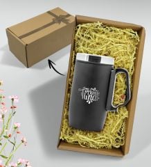 BK Gift Kişiye Özel Hediye Kutulu 5304 Siyah Çelik Termos Bardak 240 Ml