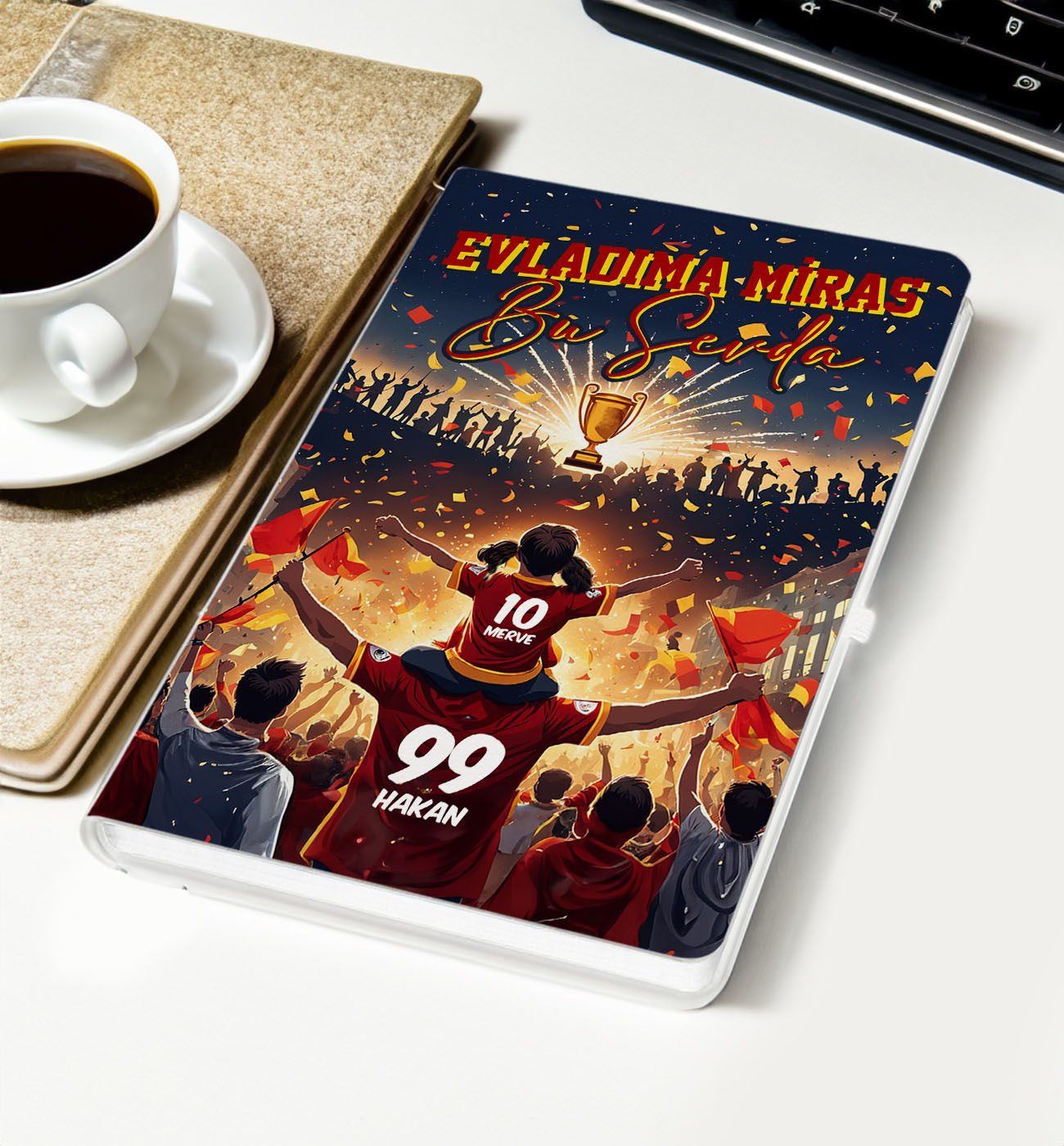 BK Gift Kişiye Özel İsimli Baba-Kız Sarı Kırmızı Evladıma Miras Bu Sevda Beyaz Defter-1, Doğum Günü Hediyesi, Taraftar Hediyesi