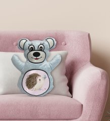 BK Gift Sevimli Sevimli Kirpi Tasarımlı Mavi Ayıcık Yastık-1
