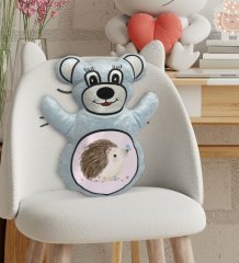 BK Gift Sevimli Sevimli Kirpi Tasarımlı Mavi Ayıcık Yastık-1