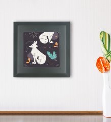 BK Gift Tilki Tasarımlı Ahşap Çerçeveli Taş Duvar Dekoru-1