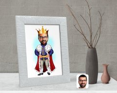 Kişiye Özel Kral Karikatürlü Dekoratif Çerçeve-1