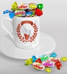 Kişiye Özel Eczacı Türk Kahvesi Fincanı ve Haribo Şeker Hediye Seti-9