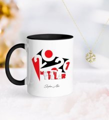 BK Gift Kişiye Özel 2023 Mutlu Yıllar Siyah Kupa ve Kar Tanesi Kolye-13