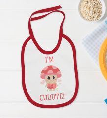 Cute Tasarımlı Kırmızı Bebek Body Zıbın ve Mama Önlüğü Hediye Seti-2