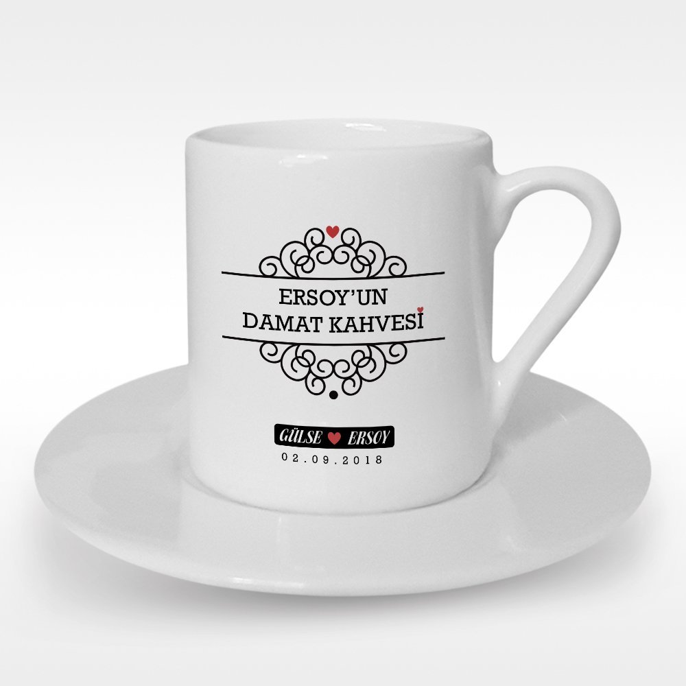 Kişiye Özel Damat Kahvesi Tasarımlı Türk Kahvesi Fincanı - 6