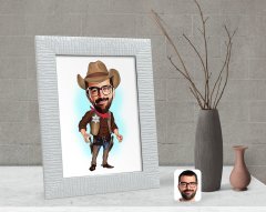 Kişiye Özel Kovboy Karikatürlü Dekoratif Çerçeve-1