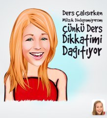 Kişiye Özel Kadın Ders Dikkatimi Dağıtıyor Tasarımlı Dijital Karikatür-1