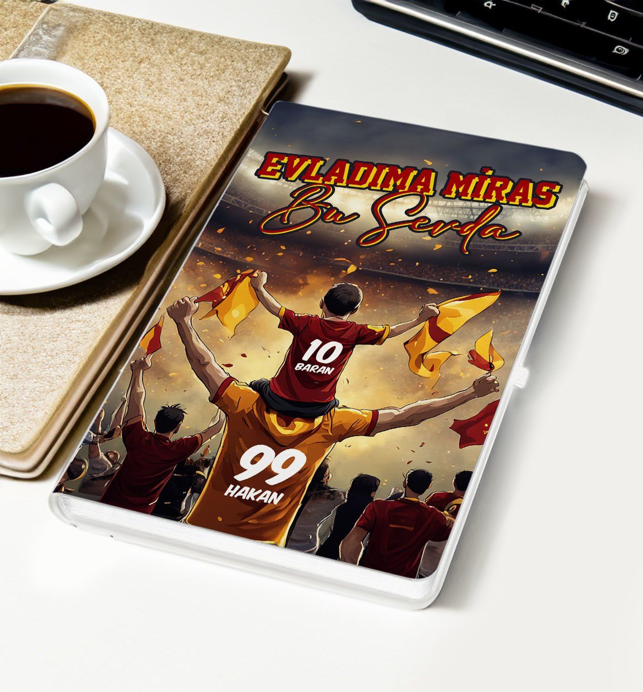 BK Gift Kişiye Özel İsimli Baba-Oğul Sarı Kırmızı Evladıma Miras Bu Sevda Beyaz Defter-2, Doğum Günü Hediyesi, Taraftar Hediyesi
