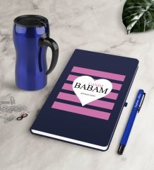 Kişiye Özel Canım Babam Lacivert Defter Kalem Termos Mug Seti-1