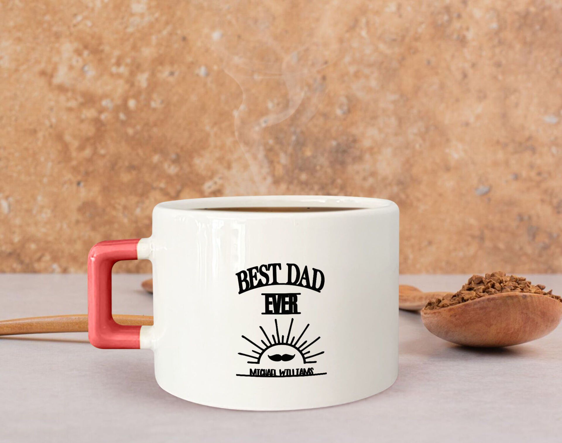 BK Gift Kişiye Özel İsimli Pembe Kulplu Çay & Kahve Fincanı-10, Arkadaşa Hediye, Sevgiliye Hediye