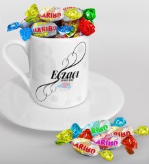 Kişiye Özel Eczacı Türk Kahvesi Fincanı ve Haribo Şeker Hediye Seti-8