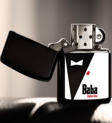 Kişiye Özel Godfather Baba Tasarımlı Renkli Baskılı Benzinli Siyah Metal Çakmak-10