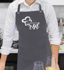 BK Gift Profesyonel Chef Tasarımlı Antrasit Mutfak Önlüğü, Aşçı Önlüğü, Şef Önlüğü, Ev Hediyesi, Arkadaşa Hediye-4