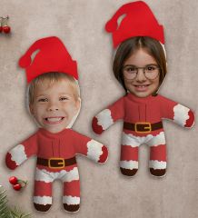 BK Gift Kişiye Özel Fotoğraflı Yılbaşı Kostümlü Çocuklar 2’li Bebek Yastık Seti -2