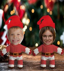 BK Gift Kişiye Özel Fotoğraflı Yılbaşı Kostümlü Çocuklar 2’li Bebek Yastık Seti -2