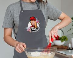 BK Gift Kişiye Özel Anneler Günü Karikatürlü Profesyonel Antrasit Mutfak Önlüğü, Aşçı Önlüğü, Şef Önlüğü, Arkadaşa Hediye-8
