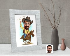 Kişiye Özel Kovboy Karikatürlü Dekoratif Çerçeve-2