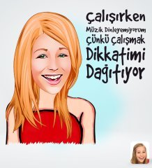 Kişiye Özel Kadın Çalışmak Dikkatimi Dağıtıyor Tasarımlı Dijital Karikatür-1