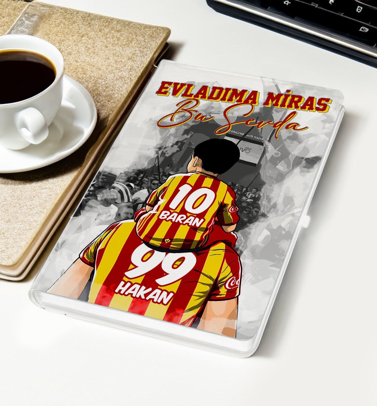 BK Gift Kişiye Özel İsimli Baba-Oğul Sarı Kırmızı Evladıma Miras Bu Sevda Beyaz Defter-1, Doğum Günü Hediyesi, Taraftar Hediyesi
