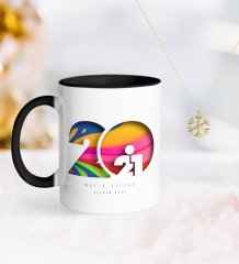 BK Gift Kişiye Özel 2023 Mutlu Yıllar Siyah Kupa ve Kar Tanesi Kolye-11