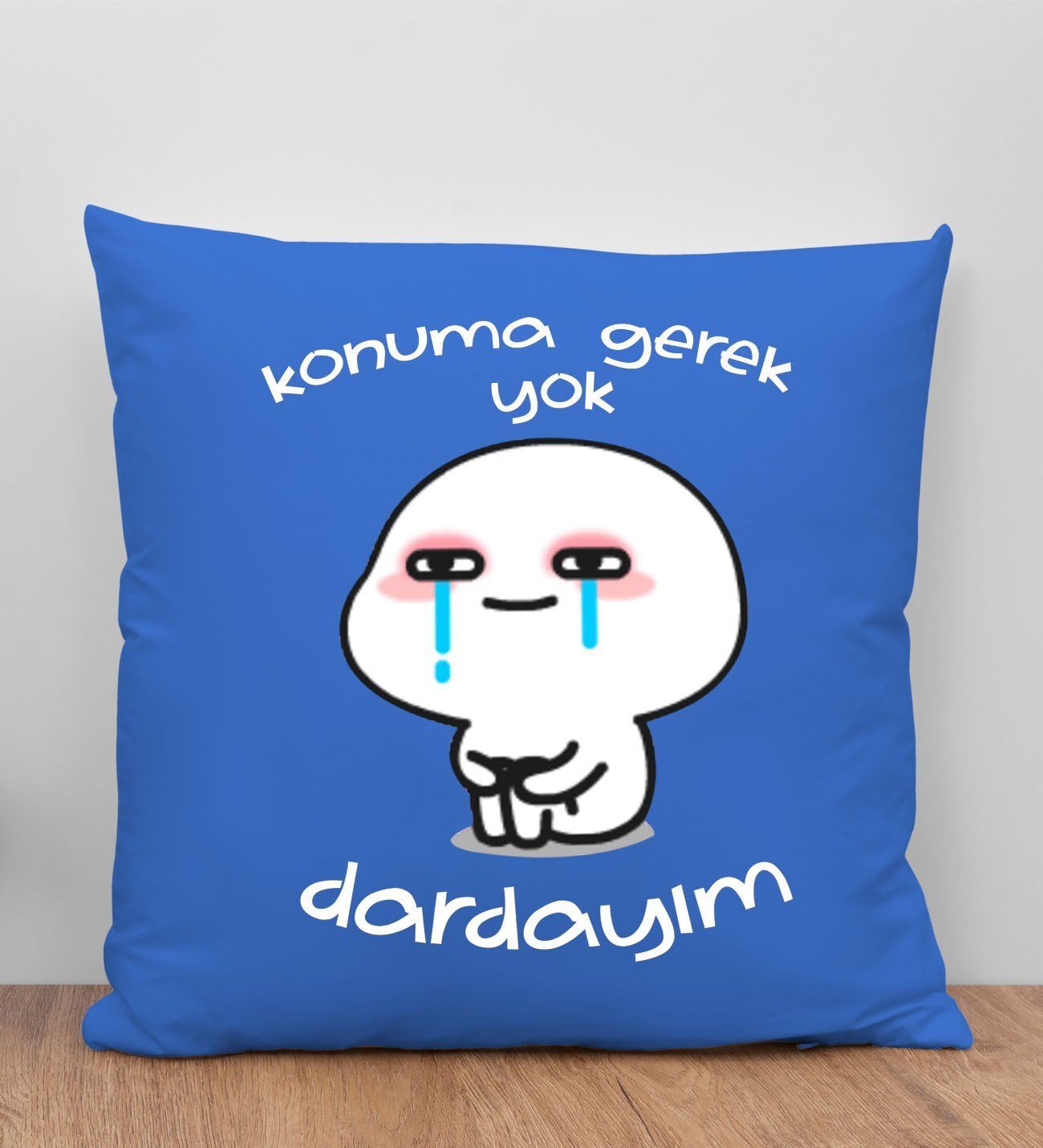 BK Gift Dardayım Tasarımlı Mavi Kırlent Yastık, Arkadaşa Hediye, Ev Dekorasyonu, Ev Hediyesi-1