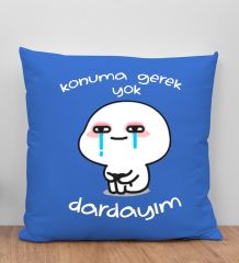 BK Gift Dardayım Tasarımlı Mavi Kırlent Yastık, Arkadaşa Hediye, Ev Dekorasyonu, Ev Hediyesi-1