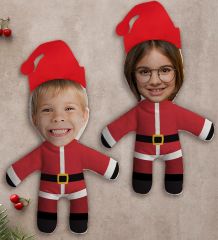 BK Gift Kişiye Özel Fotoğraflı Yılbaşı Kostümlü Çocuklar 2’li Bebek Yastık Seti -1