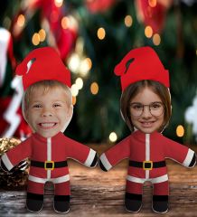 BK Gift Kişiye Özel Fotoğraflı Yılbaşı Kostümlü Çocuklar 2’li Bebek Yastık Seti -1
