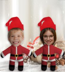 BK Gift Kişiye Özel Fotoğraflı Yılbaşı Kostümlü Çocuklar 2’li Bebek Yastık Seti -1
