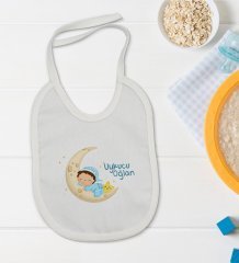 BK Kids Uykucu Oğlan Tasarımlı Bebek Body Zıbın ve Mama Önlüğü Hediye Seti - Model 1