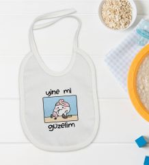 BK Kids Yine Mi Güzelim Tasarımlı Beyaz Bebek Mama Önlüğü-1