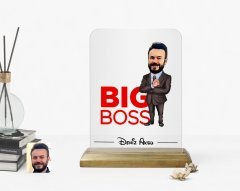 Kişiye Özel Erkek Big Boss Karikatürlü Ahşap Standlı Çerçeve-2