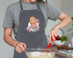 BK Gift Kişiye Özel Anneler Günü Karikatürlü Profesyonel Antrasit Mutfak Önlüğü, Aşçı Önlüğü, Şef Önlüğü, Arkadaşa Hediye-7