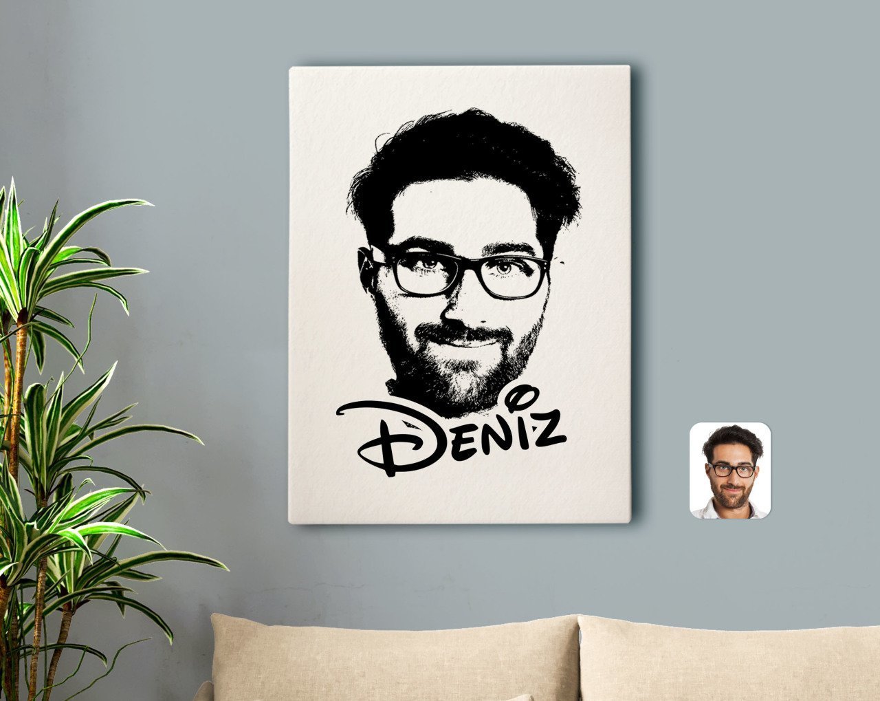 Kişiye Özel İsimli Erkek Silüet Kanvas Tablo 50x70cm-1B